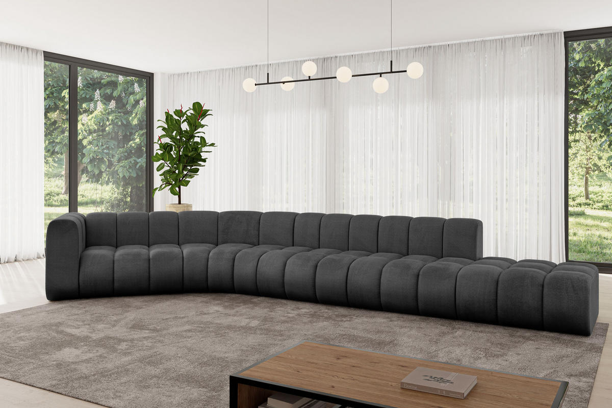 ECKSOFA modulares Sofa Tilmo-L2 - 490x194x70 cm Schwarz - Schwarz, Holzwerkstoff/Textil (490/194cm) - ALTDECOR