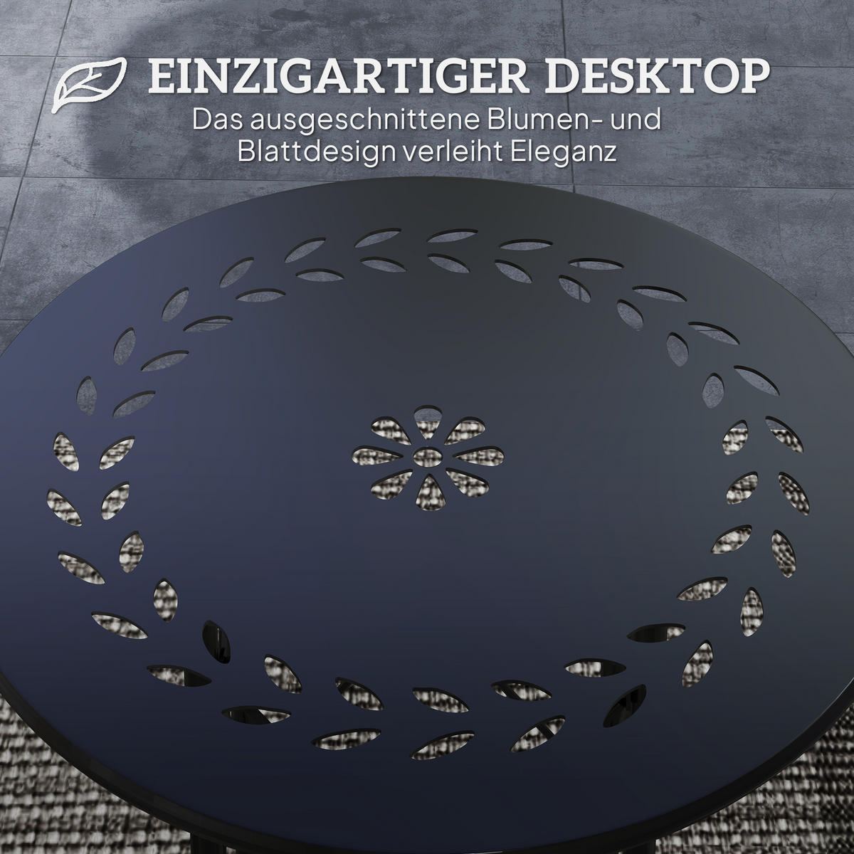 GARTENTISCH Ø40 x 50cm - Schwarz, Metall (40/40/50cm) - Outsunny