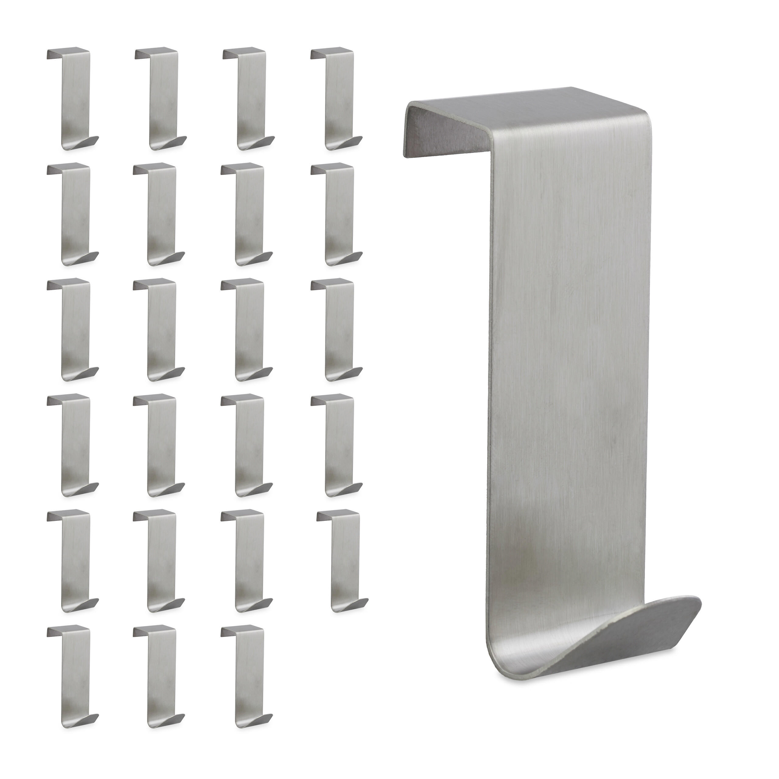 24XTÜRHAKEN - Silberfarben, Metall (2.5/7/5cm) - Relaxdays