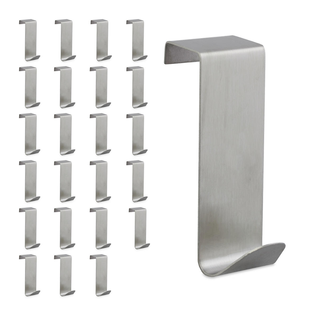 24XTÜRHAKEN - Silberfarben, Metall (2.5/7/5cm) - Relaxdays