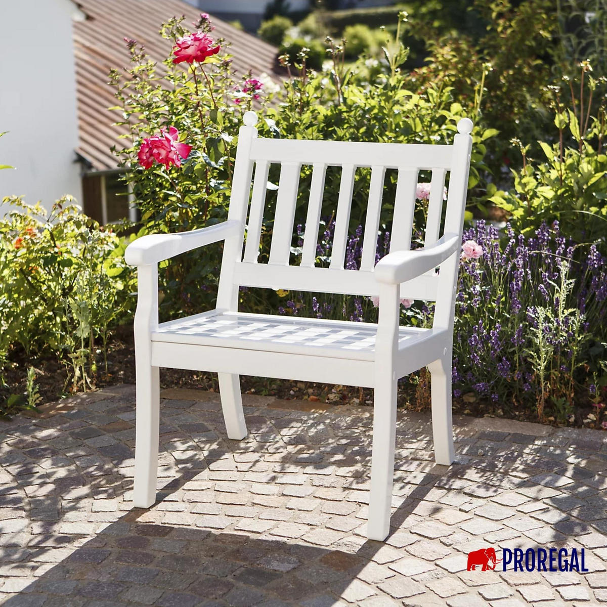 GARTENBANK Aruba 1 Sitzer Weiß 88 x 68 x 69 cm Witterungskunststoff & UV Beständiger Kunststoff - Weiß, Kunststoff (68/88/69cm) - PROREGAL