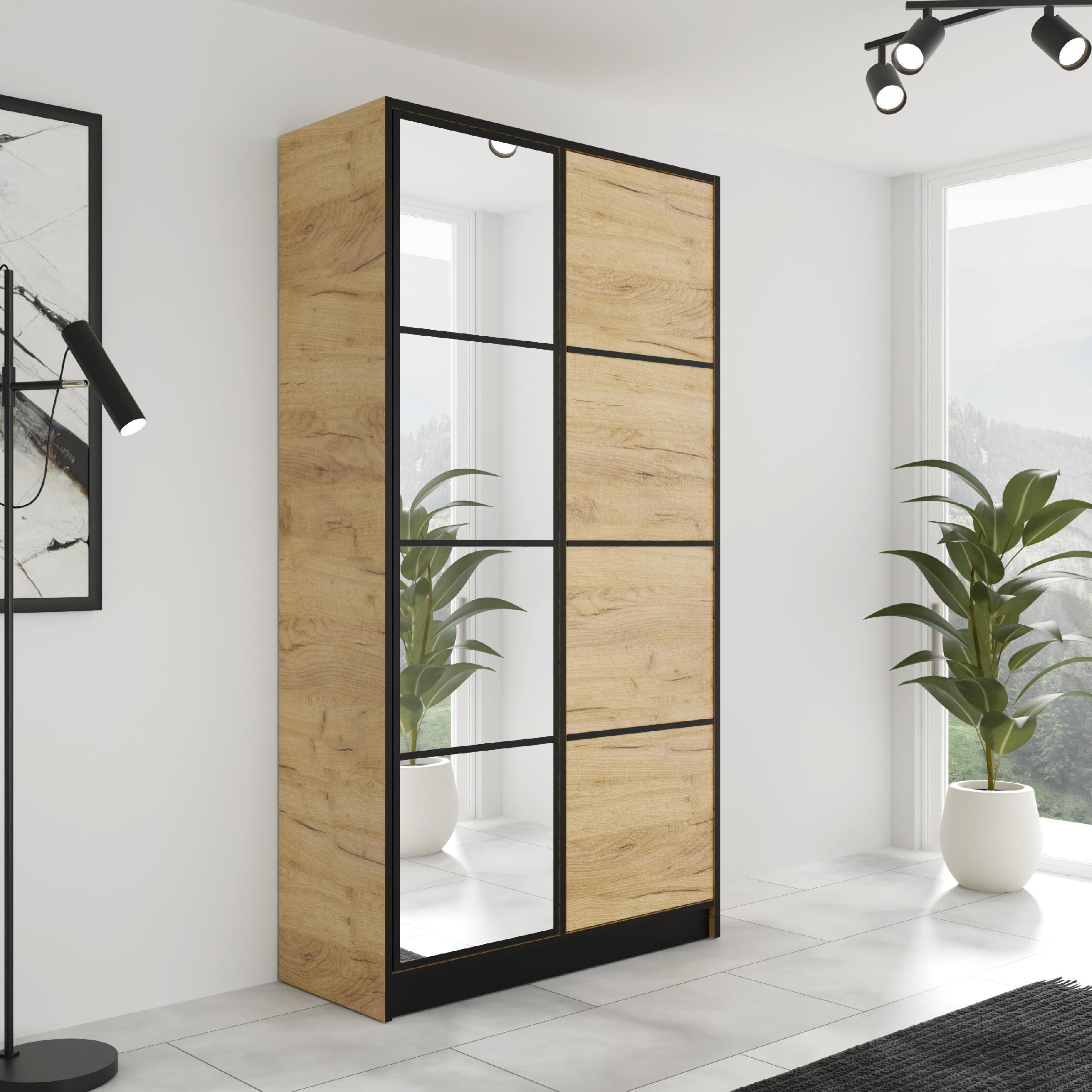 KLEIDERSCHRANK EDEN 2-Türen v2 - 105x205x39 cm - Eiche Craft Gold - Honigeiche, Holzwerkstoff (105/205/39cm) - Kier Furniture