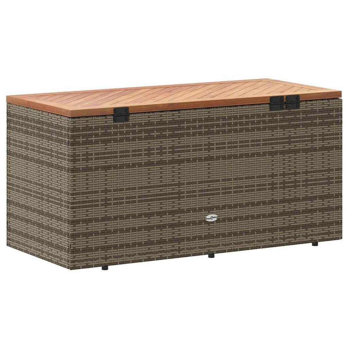GARTENTRUHE Grau 110/50/54 Cm Poly Rattan Akazienholz - Grau, Kunststoff (50/54/110cm) - vidaXL