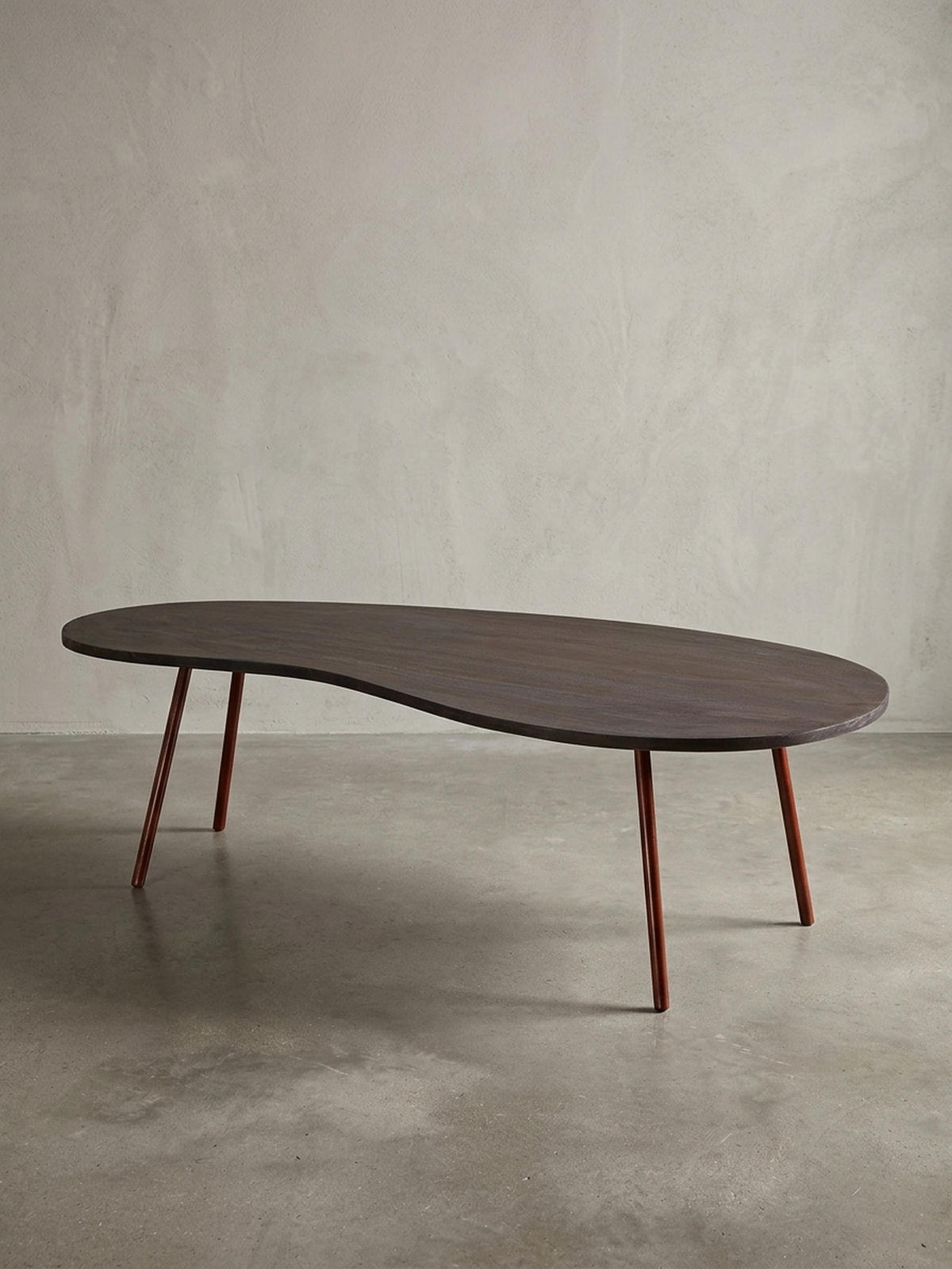 COUCHTISCH Retro-Stil mit Nierenform, Massivholz, Metallbeine, pflegeleichte Tischplatte, Beige 122x63x36 cm - Beige/Braun, Holz/Metall (63/122/36cm) - KADIMA DESIGN