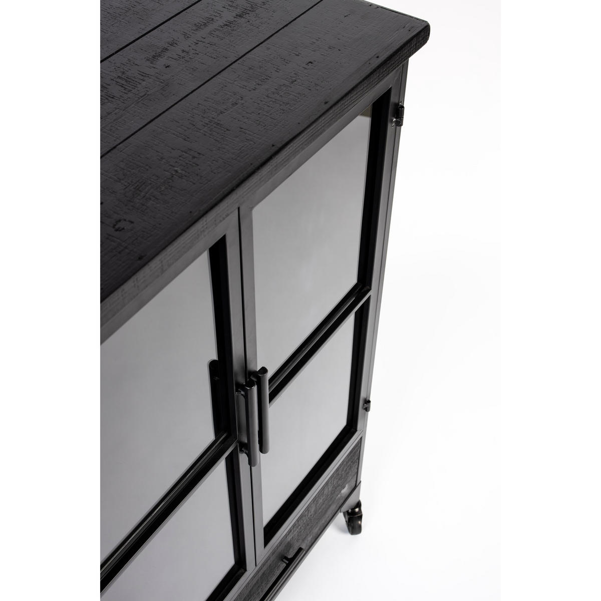 AUFBEWAHRUNGSSCHRANK Ferre Kast auf Rollen Mittel Holz/Metall Schwarz - Schwarz, Holz (65/105/35cm) - Housecraft Living