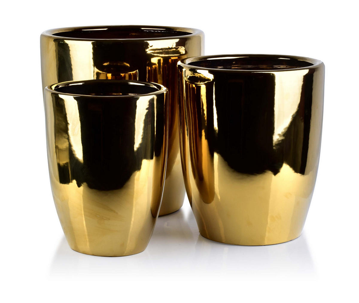 OBALY NA KVĚTINÁČE NEVA GOLD, 3dílná, keramika, stříbrná, 39/39/42cm 32/32/38,5cm 26/26/35cm - zlatá, keramika (40/45/40cm) - Mondex