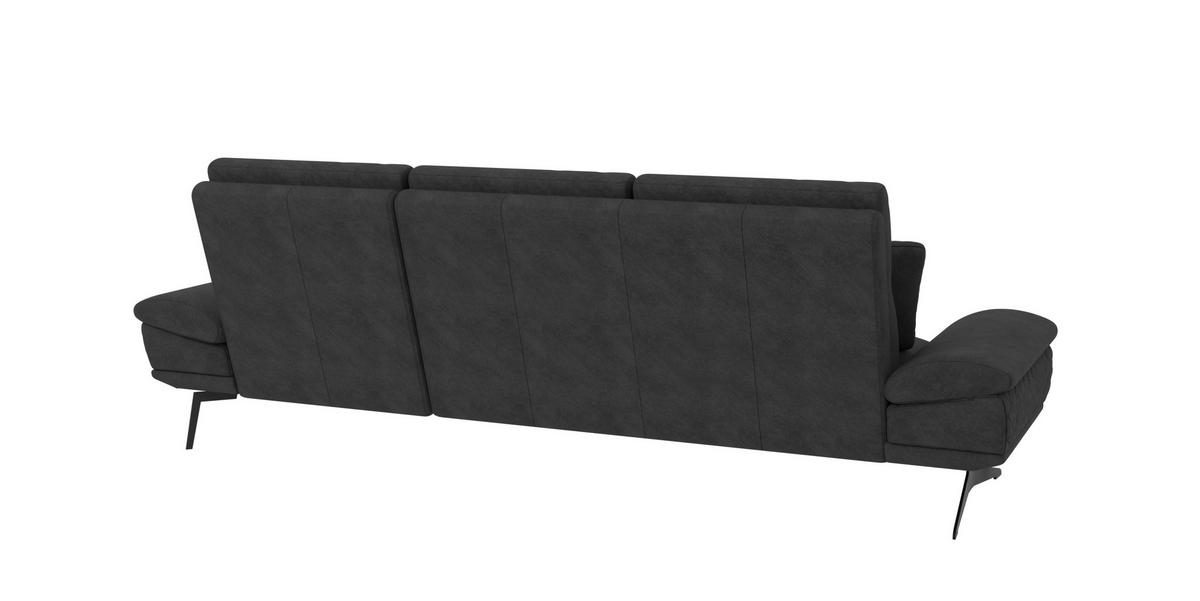 ECKSOFA Loris Schwarz Samt - Ottomane rechts - Schwarz, Holz/Textil (294/175cm) - S-Style Möbel