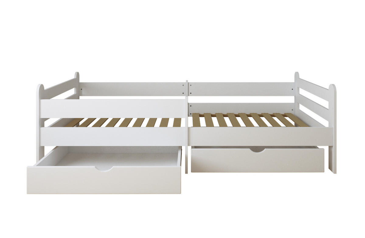 KINDERBETT Lillesund mit 2 Schubladen - Weiß, Holzwerkstoff (90/200cm) - kiki design