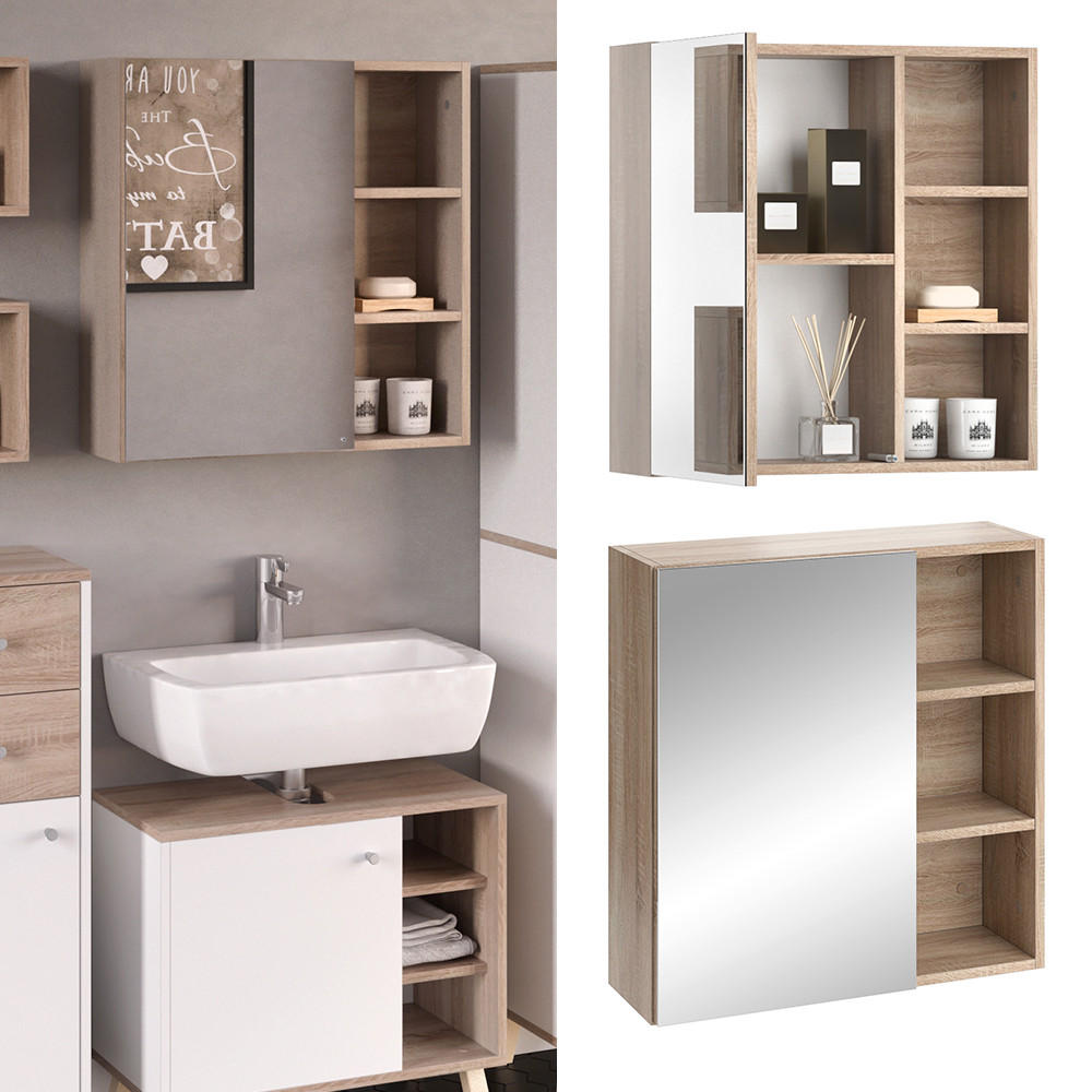 BADSPIEGELSCHRANK Senyo Sonoma 62 x 64 cm - Sonoma Eiche, Holzwerkstoff (62/64/21cm) - Vicco