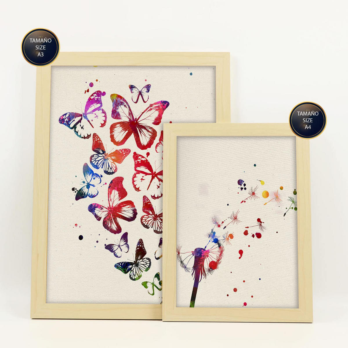 POSTER Set Mit 6 Natur Größe A3 & A4 Rahmen aus hellem Holz - Beige, Papier (29.7/1cm) - Nacnic