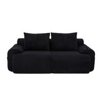 2-SITZER SOFA Cord Schwarz mit Becherhalter und Aufbewahrungstasche - Schwarz, Textil (200/80/99cm) - WISHDOR