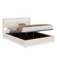 POLSTERBETT 160x200 cm mit LED, USB Und Type-C, Doppelbett mit Bettkasten 160x200, Stauraum, Beige Samt - Beige, Textil/Metall (160/200cm) - GENKI LIVING