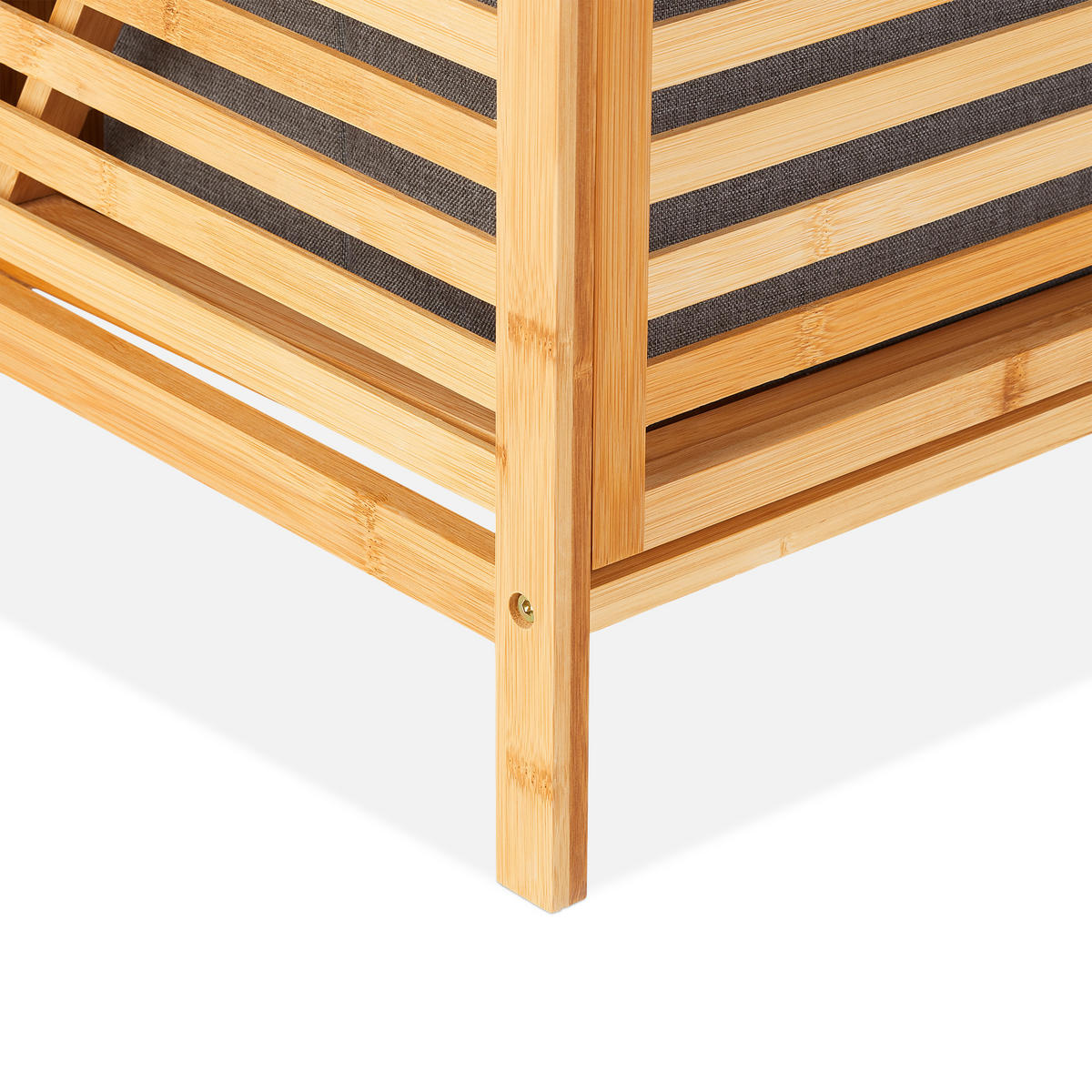 BADREGAL - Hellbraun, Holz/Textil (44/96/33cm) - Relaxdays