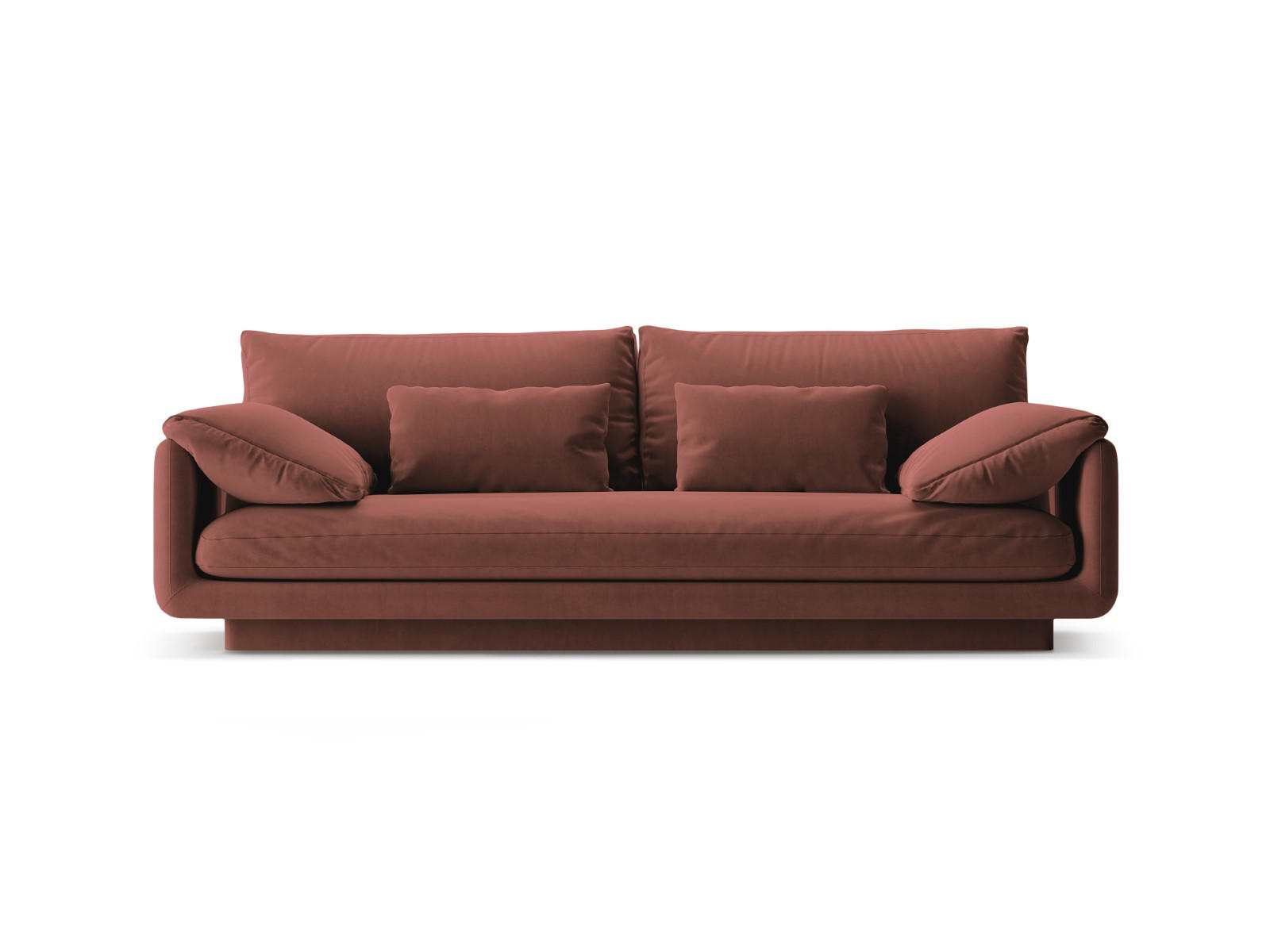 SOFA Torino aus Samt cuoio 3 Sitzplätze - Kastanienfarben, Textil (103/83/220cm) - Micadoni