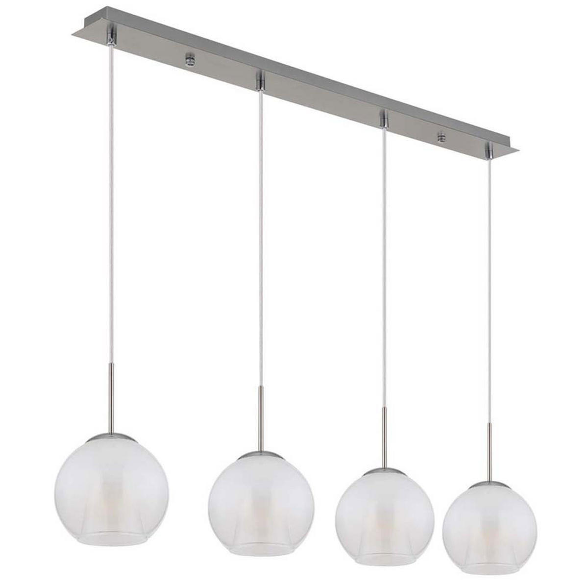 HÄNGELEUCHTE BARRY Metall, Silber, 4-flammig - Silberfarben, Glas (100/18/120cm) - Globo Lighting