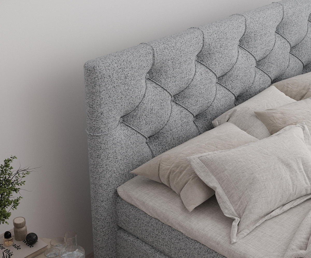 BOXSPRINGBETT Hugo Grau 200/200 cm - Schwarz/Grau, Holz/Holzwerkstoff (200/200cm) - Maison de Reve