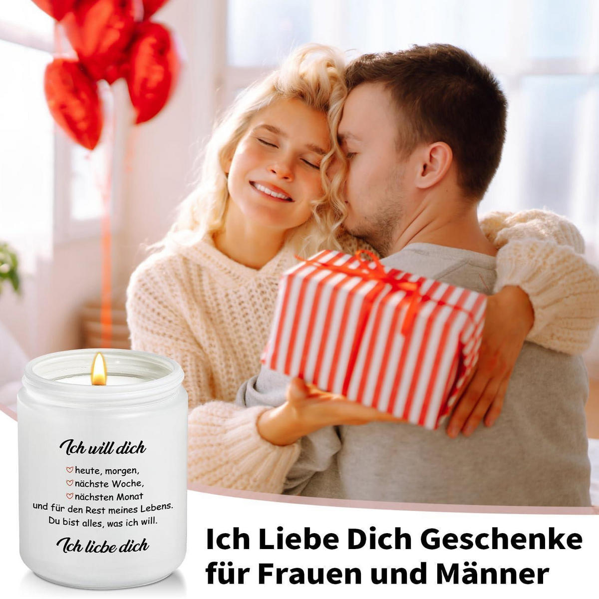DUFTKERZE Lavendel Ich liebe dich 50h Brenndauer - Weiß, Paraffin (9cm)