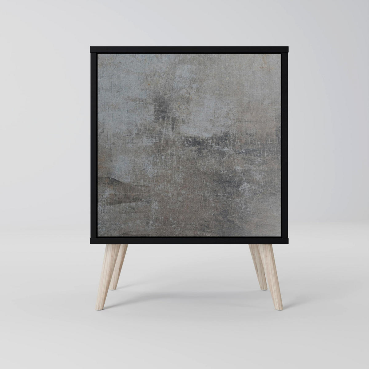 SIDEBOARD CONCRETE WALL, Schwarz, 57,5x42x75,5 cm, Goldfarbene Metallfüße - Goldfarben/Multicolor, Holzwerkstoff/Metall (57.5/75.5/42cm) - SpaceRebels