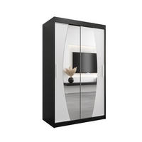 SCHWEBETÜRENSCHRANK 200/120/62 2-türig - Silberfarben/Schwarz, Holz/Kunststoff (120/200/62cm) - Abiks Möbel
