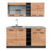 SINGLEKÜCHE R-Line Goldkraft Eiche/Anthrazit 160 cm, AP Marmor - Honigeiche/Anthrazit, Holzwerkstoff (160/81.6/60cm) - Vicco