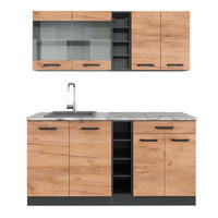 SINGLEKÜCHE R-Line Goldkraft Eiche/Anthrazit 160 cm, AP Marmor - Honigeiche/Anthrazit, Holzwerkstoff (160/81.6/60cm) - Vicco