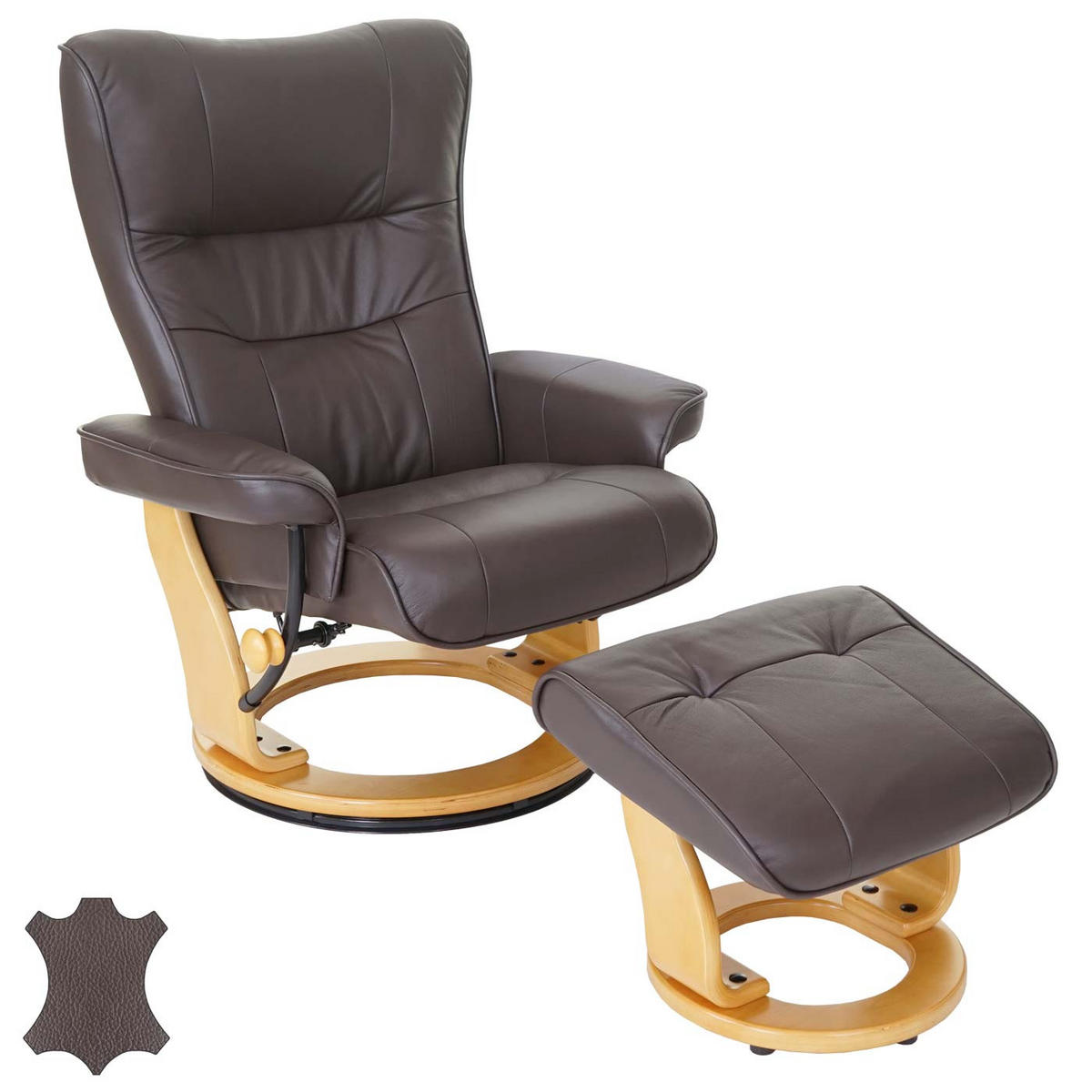 RELAXSESSEL MIT HOCKER Braun - Braun, Leder (83/104/83cm) - MCA