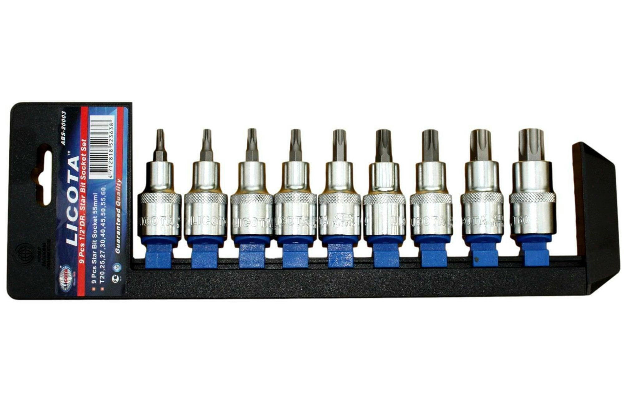 NUSS SET Innensechskant, 9-teilig, T20-T60, 1/2 Zoll, Chrom-Vanadium - Chromfarben, Metall (30/15/8cm) - BONI-SHOP