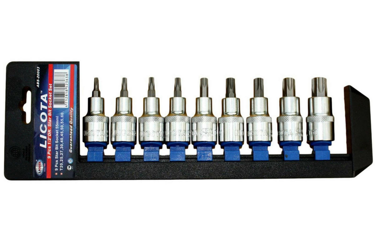 NUSS SET Innensechskant, 9-teilig, T20-T60, 1/2 Zoll, Chrom-Vanadium - Chromfarben, Metall (30/15/8cm) - BONI-SHOP