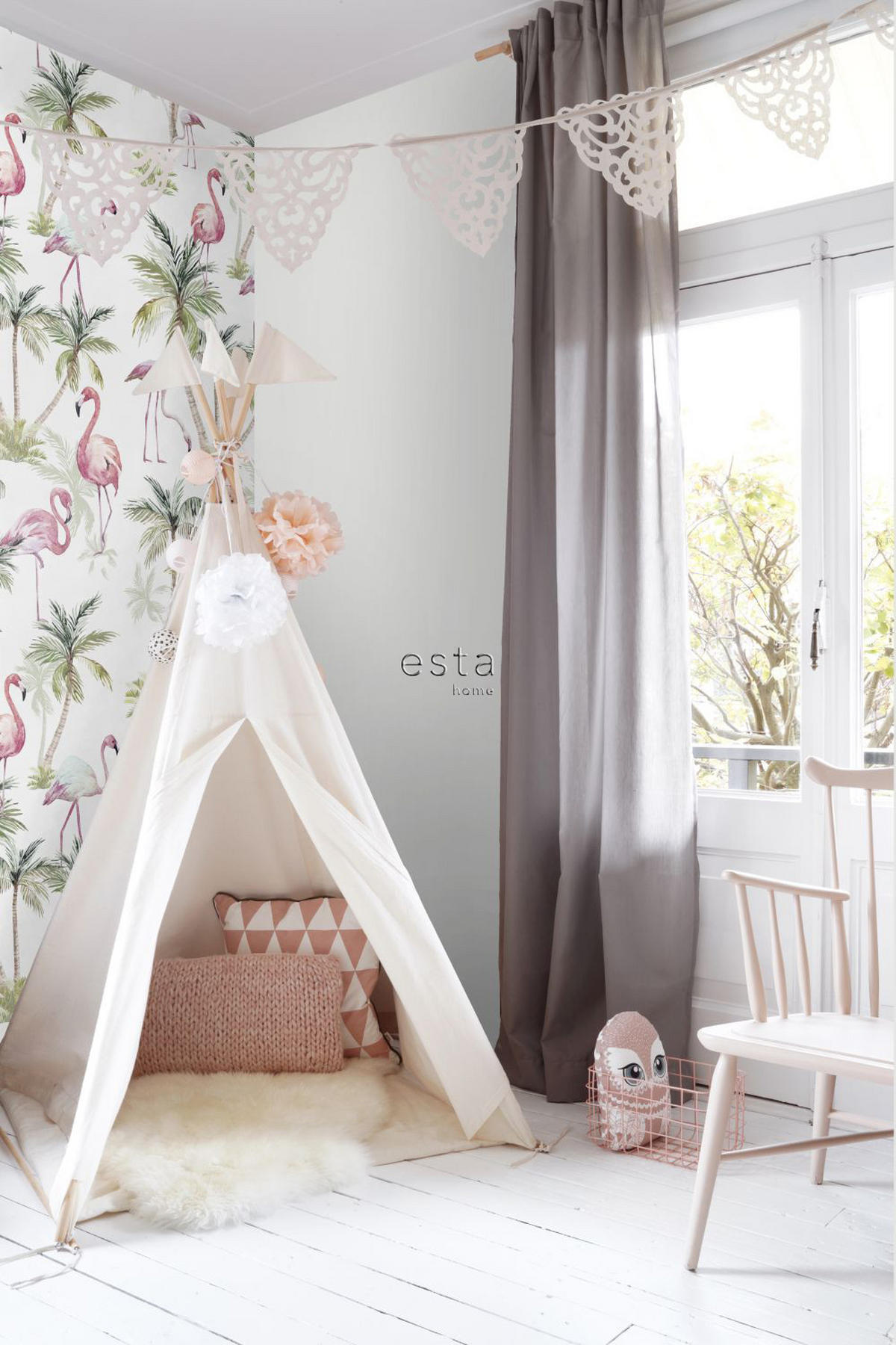 XXL-VLIESTAPETE Flamingos 50 x 900 cm - Pink, Papier (50/0.1cm) - ESTAhome