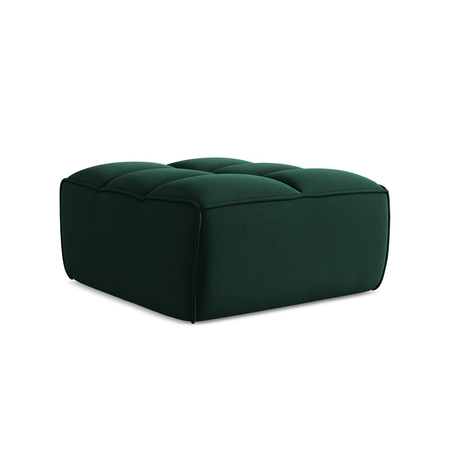 POUF Samt Stoff Grün - Dunkelgrün/Schwarz, Kunststoff/Textil (80/43/93cm) - LaMiaSofa