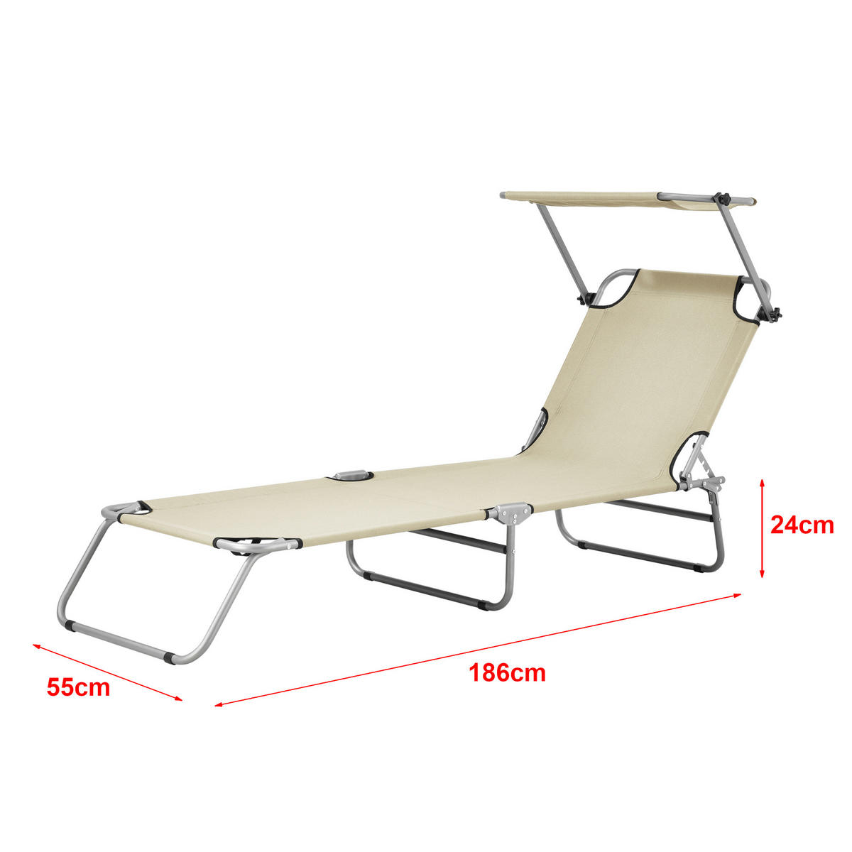 SONNENLIEGE-SET 2 TLG. Argozelo - Beige, Metall (186/24/55cm) - casa.pro