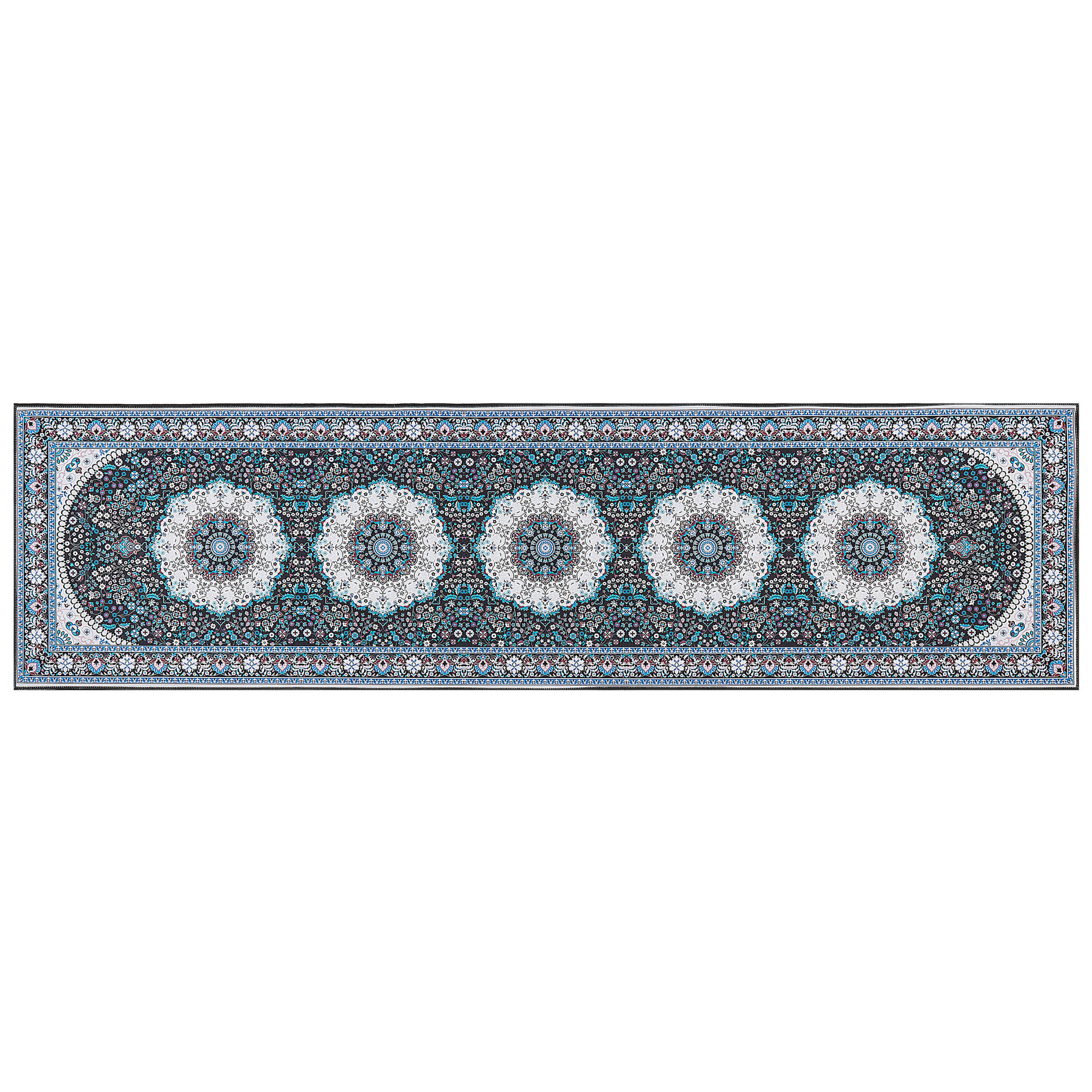 KURZFLOR-TEPPICH Blau 80/300 cm Gediz - Blau/Schwarz, Textil (80/300cm) - Beliani