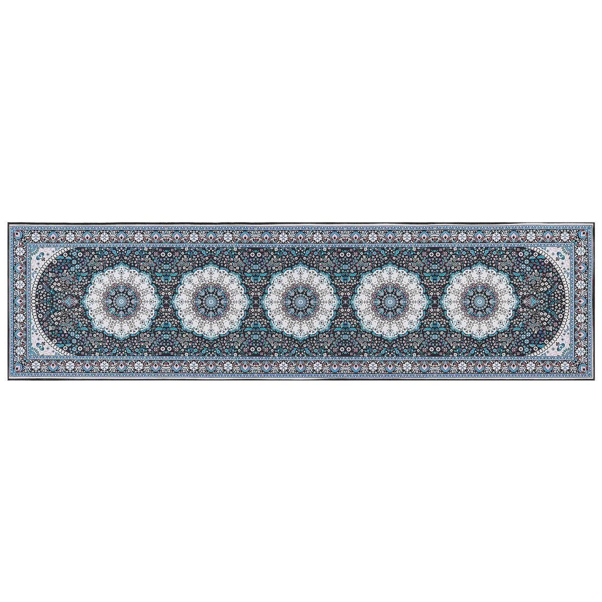 KURZFLOR-TEPPICH Blau 80/300 cm Gediz - Blau/Schwarz, Textil (80/300cm) - Beliani