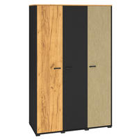 KLEIDERSCHRANK Colt schwarz / Craft Gold Eiche / Premium Steel / 120 / 55 / 190cm - Multicolor/Schwarz, Holz/Holzwerkstoff (120/190/55cm) - Feldmann-Wohnen