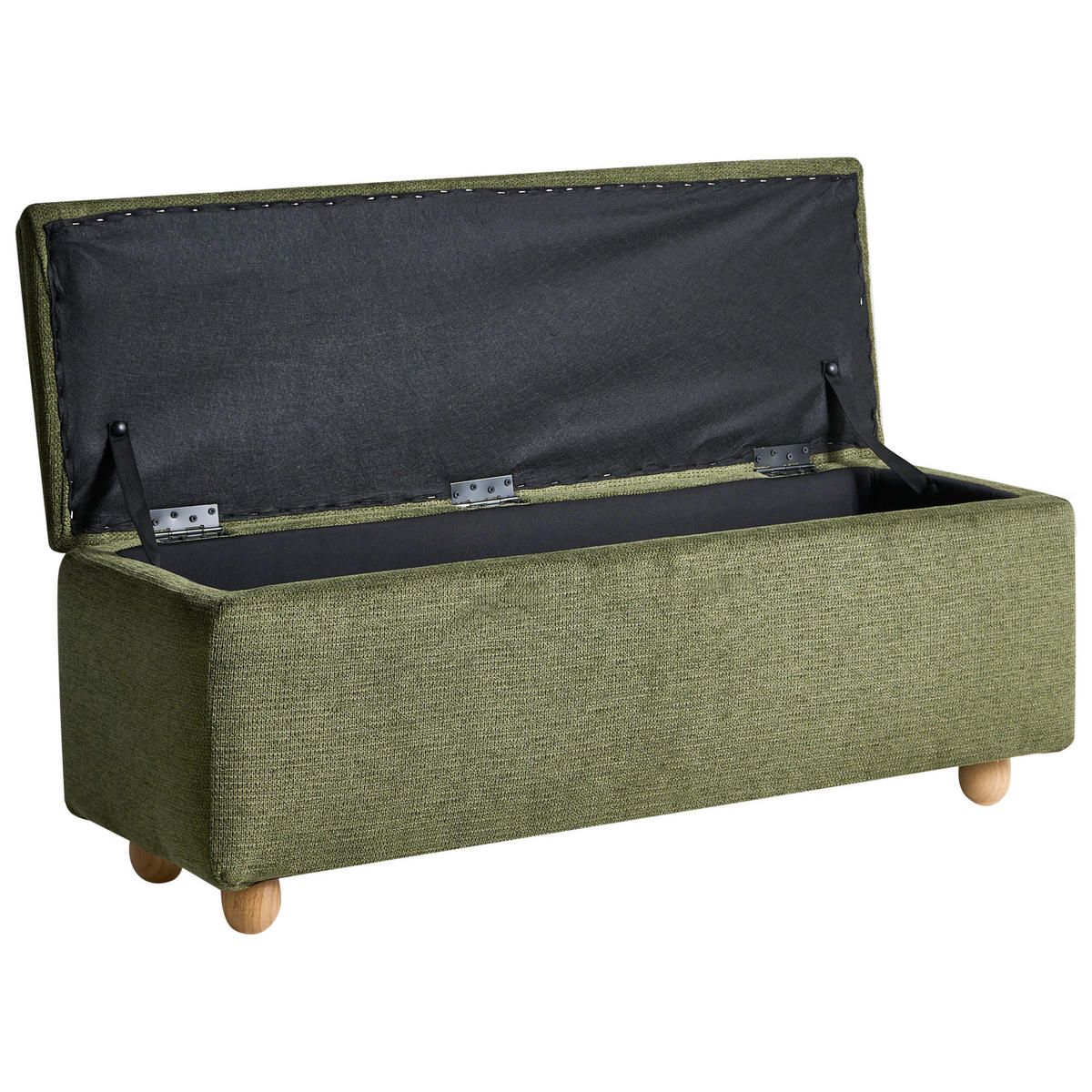 POLSTERBANK mit Stauraum Stoff Grün Salida - Braun/Grün, Holz/Textil (115/54/39cm) - Beliani