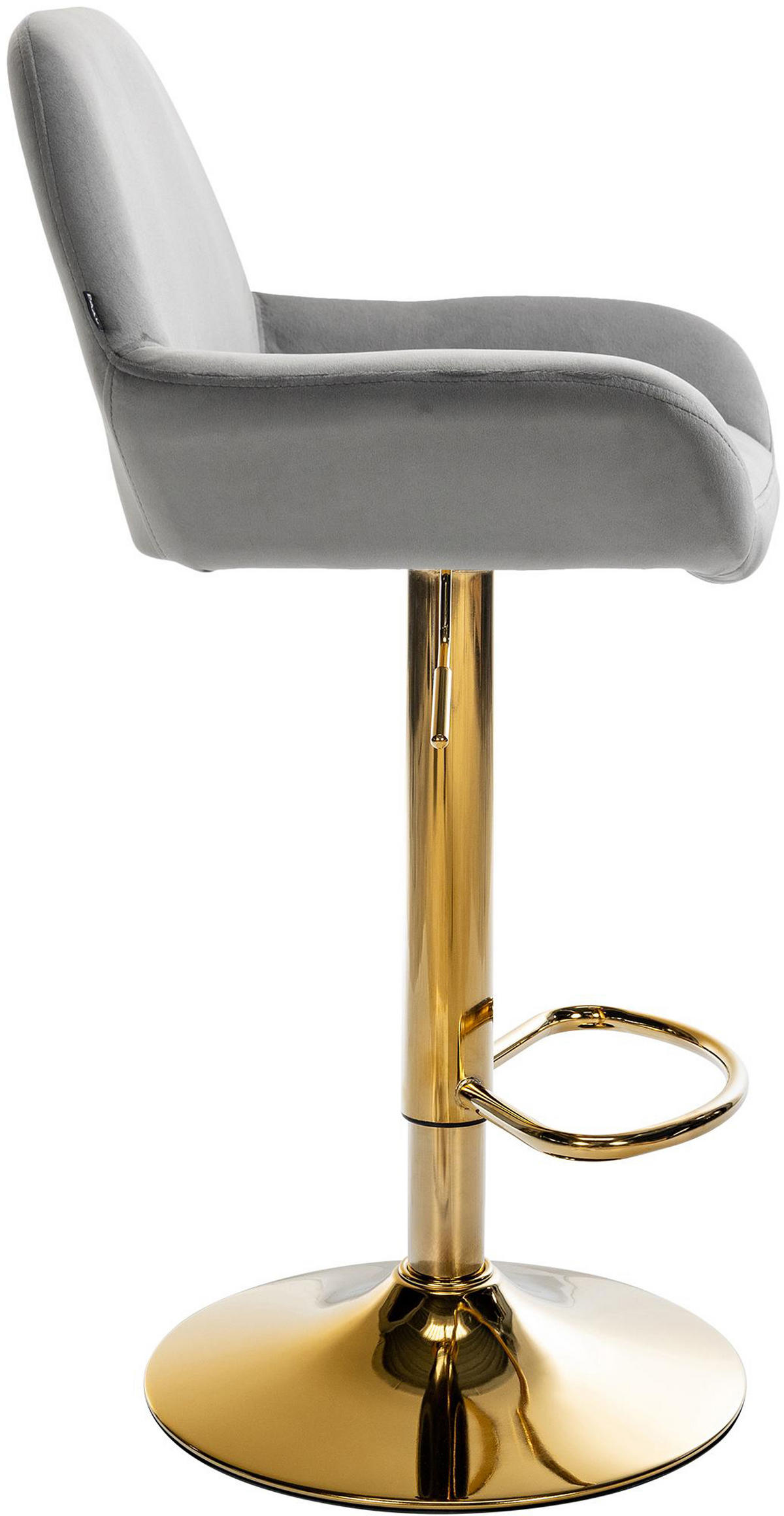 BARHOCKER 2er Set Prag Gold Samt grau - Goldfarben/Grau, Textil/Metall (51/109/52cm) - TPFLiving