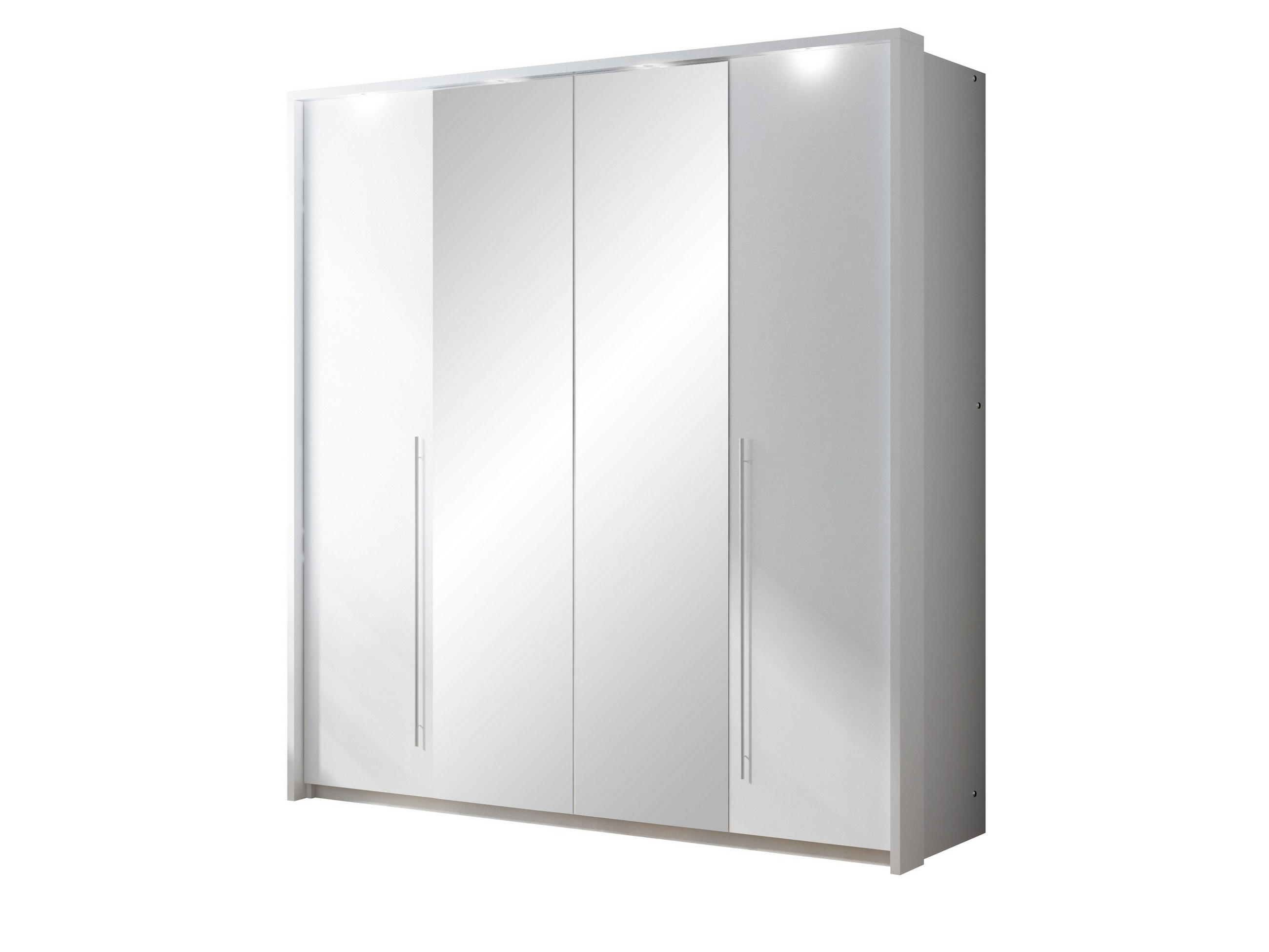 DREHTÜRENSCHRANK QUINN 209/219/65 cm 2-türig mit Spiegel Weiß - Weiß, Holzwerkstoff (209/219/65cm) - MASSENO