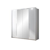 DREHTÜRENSCHRANK QUINN 209/219/65 cm 2-türig mit Spiegel Weiß - Weiß, Holzwerkstoff (209/219/65cm) - MASSENO