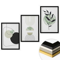 WANDBILDER 3er-Set - 40x60 cm Schwarzer Rahmen - Abstrakte Pflanzenformen - Schwarz, Kunststoff (40/60cm) - ArtPrintCave