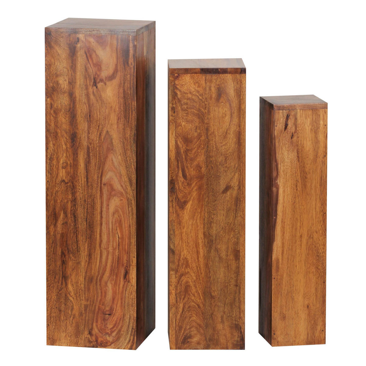 BEISTELLTISCH 3er Set Massivholz Ineinander Verstaubar Einzigartige Maserung, Braun 24x24x85 cm - Braun, Holz (24/24/85cm) - KADIMA DESIGN