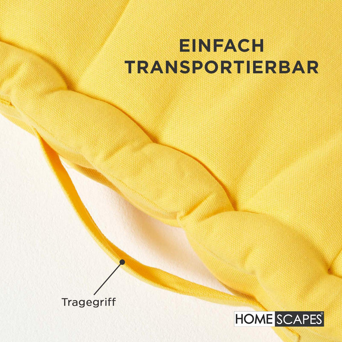 SITZKISSEN gelb 40/40/8 cm – Bodenkissen unifarben - Gelb, Textil (40/40/8cm) - Homescapes