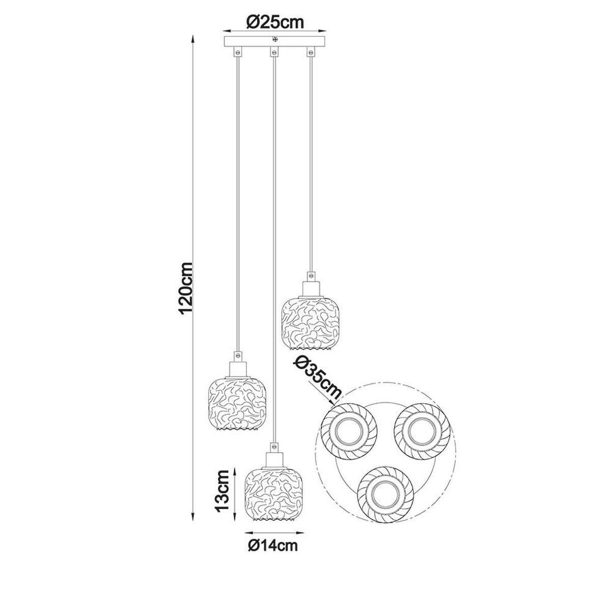 PENDELLEUCHTE ANTONIO LED, Metall & Glas, beige, 3-flammig - Beige, Glas (35/35/120cm) - Globo Lighting