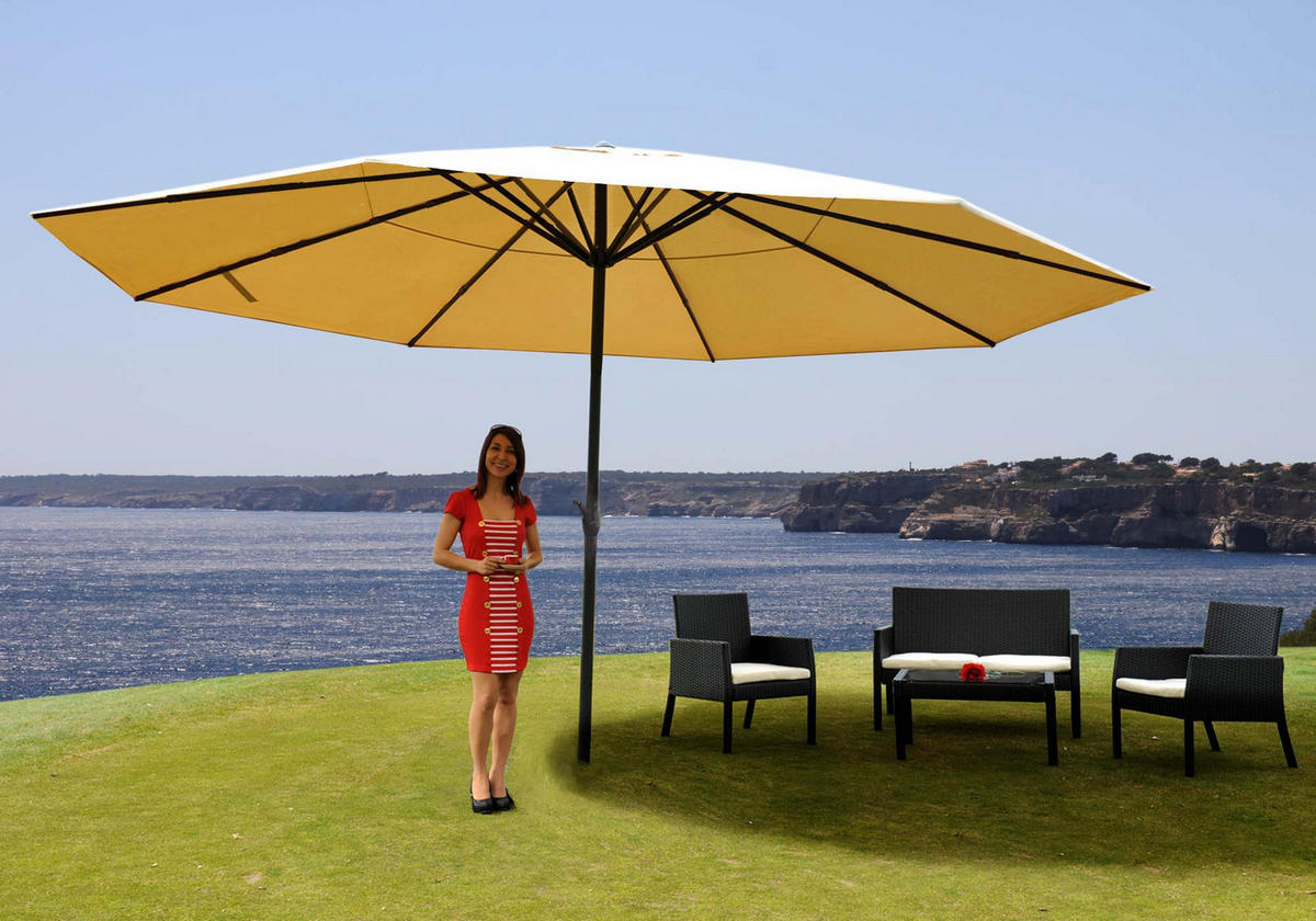 SONNENSCHIRM PRO Cremeweiß - Weiß, Metall (500/500cm) - MCW