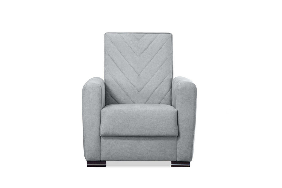 SESSEL Vera Grau, mit gesteppter Rückenlehne - Grau, Holzwerkstoff (88/103/100cm) - Bettso