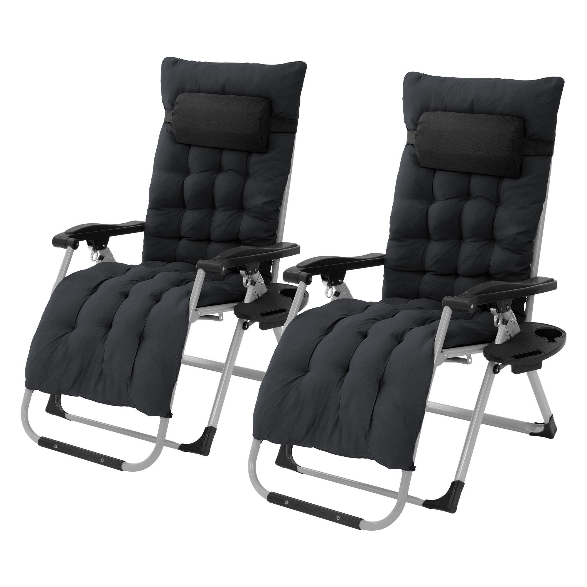 SONNENLIEGE 2er Set schwarz - Schwarz, Metall (65/112/148cm) - Hauki