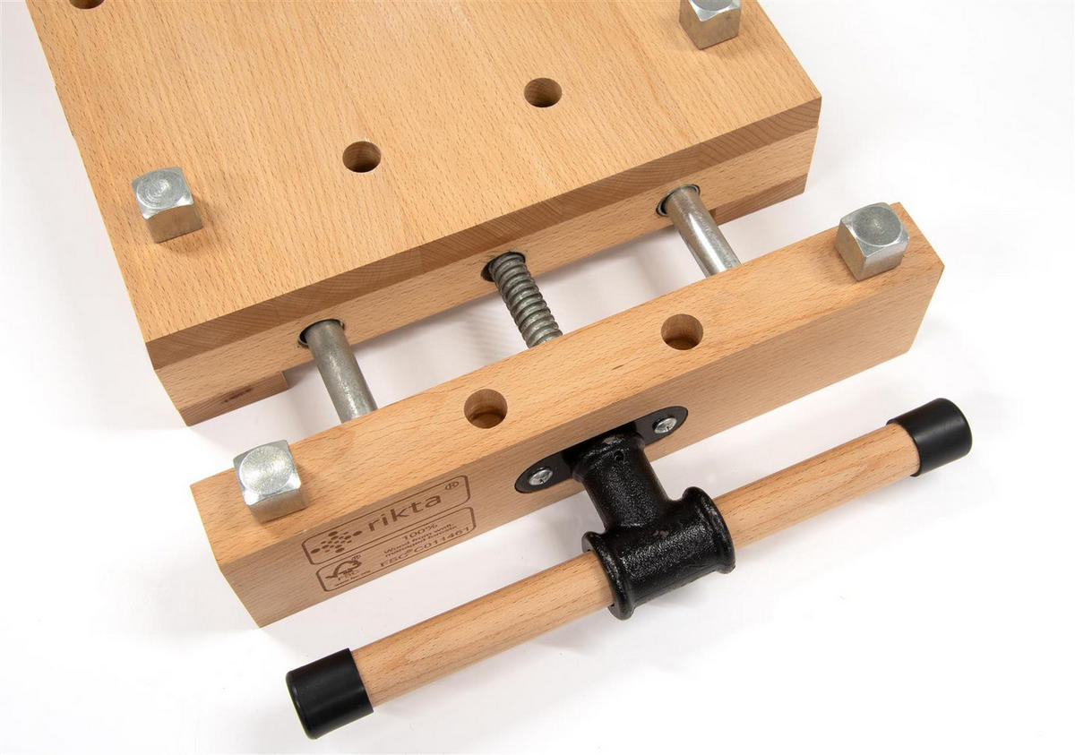 HOBELBANK Tragbare mit Schraubstock FSC Buchenholz 47/29/7 cm - Braun, Holz (29/7/47cm) - Rikta