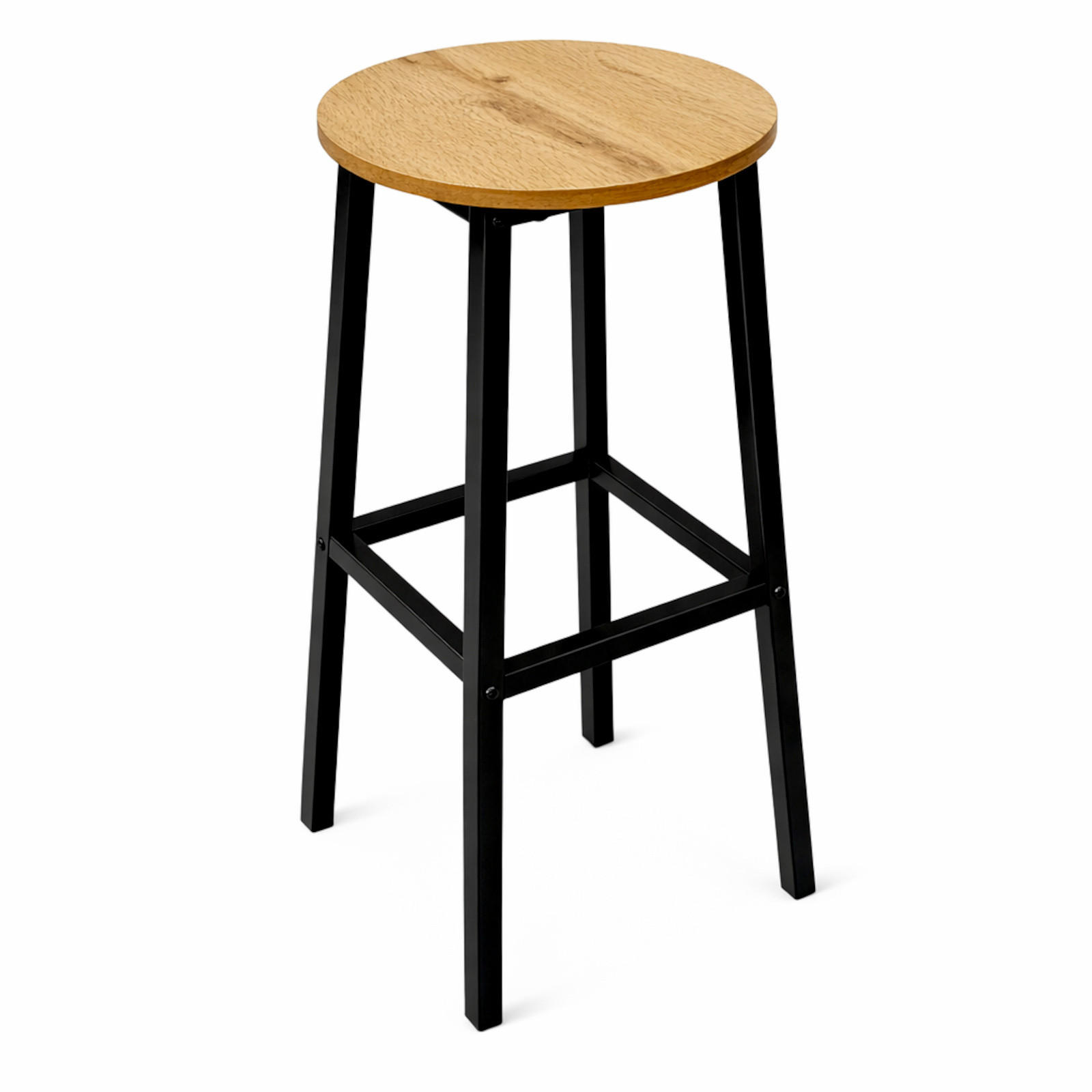 BARHOCKER Holzoptik Metall Eichefarben Schwarz rund 65x30x30 cm - Eichefarben/Schwarz, Holzwerkstoff/Metall (32/65/32cm) - Begryf