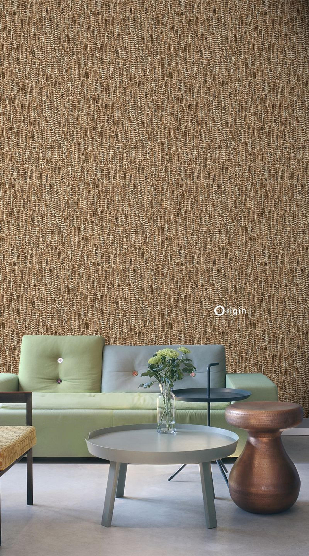 TAPETE Federn 53 cm x 10.05 m - Orange, Papier (53/1000cm) - Origin Wallcoverings