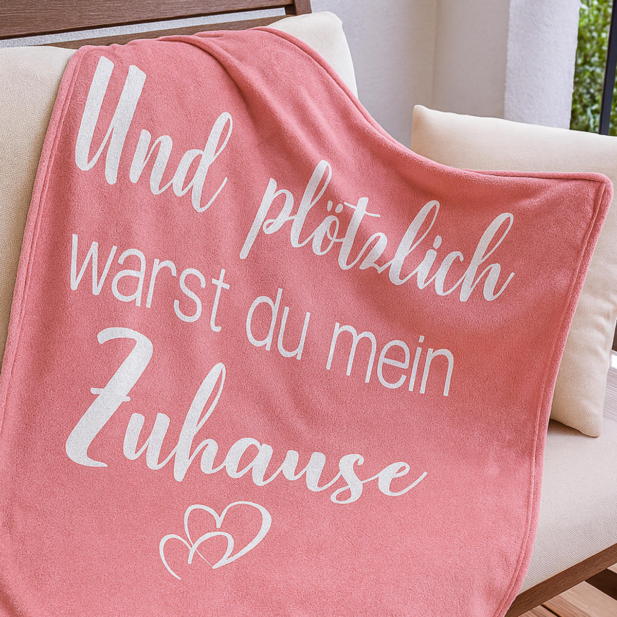 KUSCHELDECKE mit Spruch - 130x160cm Rosa - Rosa, Textil (130/160cm)