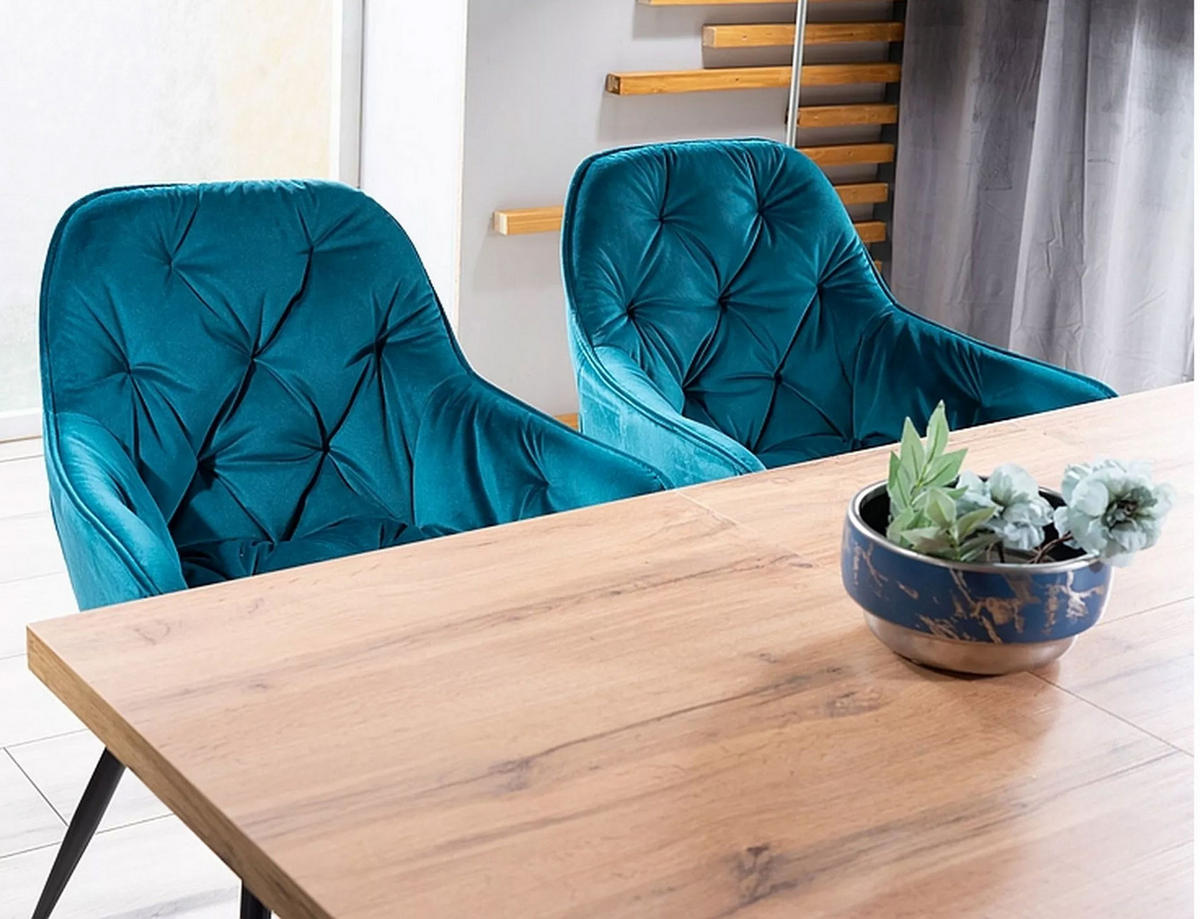 ESSTISCH Brick Eiche Artisan / Schwarz 120-160 / 80 / 75cm - Eichefarben/Schwarz, Holz/Holzwerkstoff (80/120/75cm) - Feldmann-Wohnen